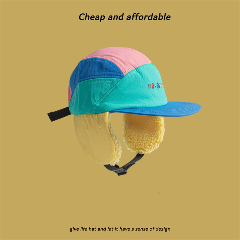 Cap Color Lettering Earflap Block