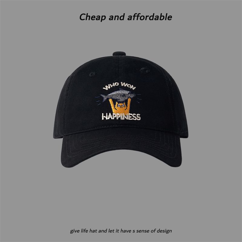 Embroidered Baseball Cap Cat
