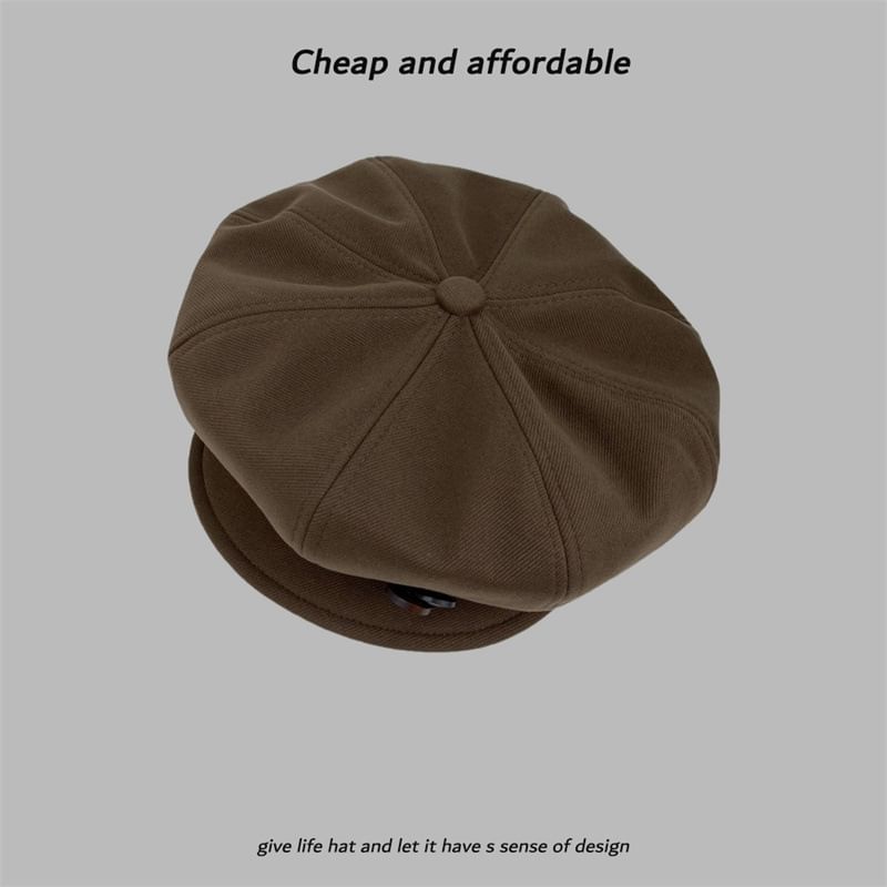 Plain Buttoned Newsboy Cap