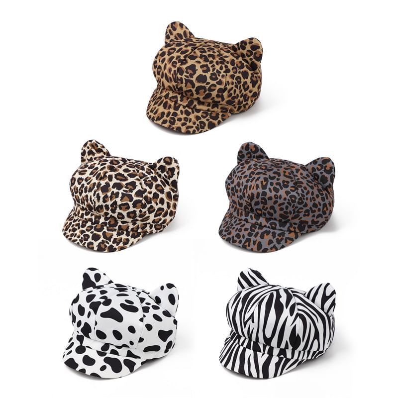 Patterned Cat Ear Cap Newsboy