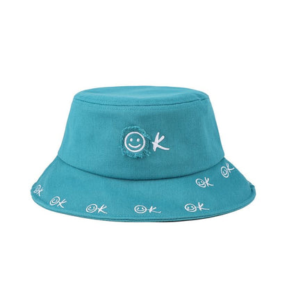 Embroidered Smiley Hat Bucket Face