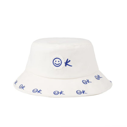 Embroidered Smiley Hat Bucket Face