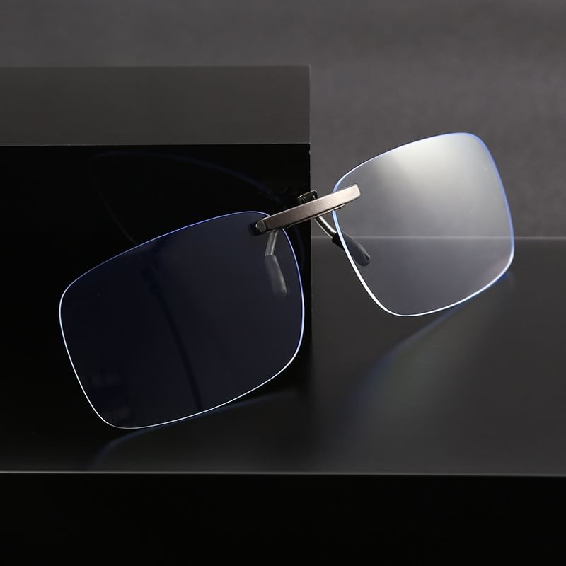 Rimless Square Clip Glasses On