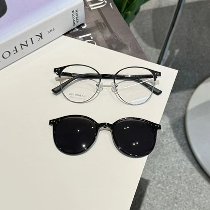 On Metal Clip With Round Sunglasses Glasses