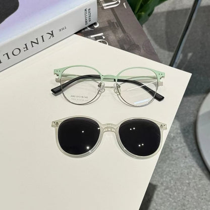 On Metal Clip With Round Sunglasses Glasses