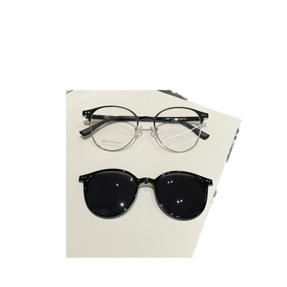On Metal Clip With Round Sunglasses Glasses