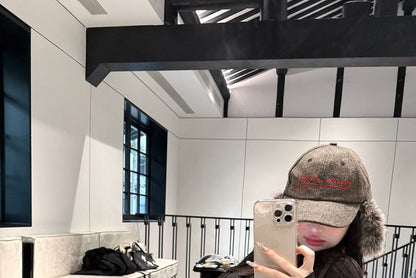 Long-Sleeve Collar Plain Cropped Tee / Low Rise Inverted Pleated Wide Leg Pants