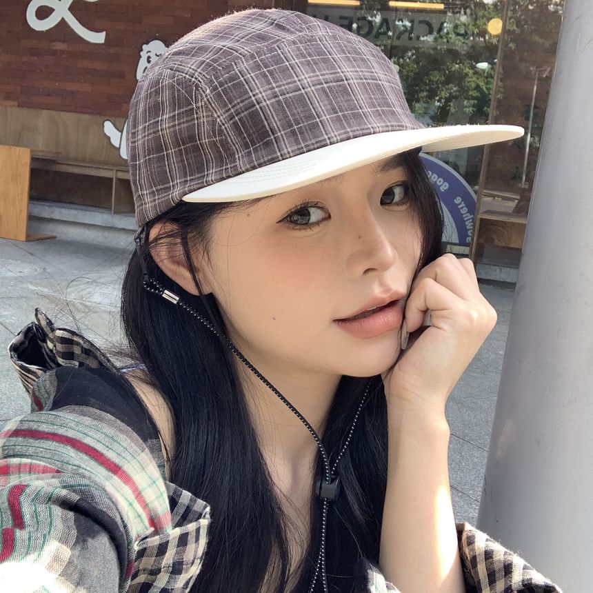 Plaid Drawstring Baseball Cap