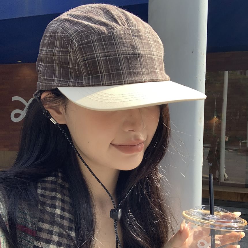 Plaid Drawstring Baseball Cap