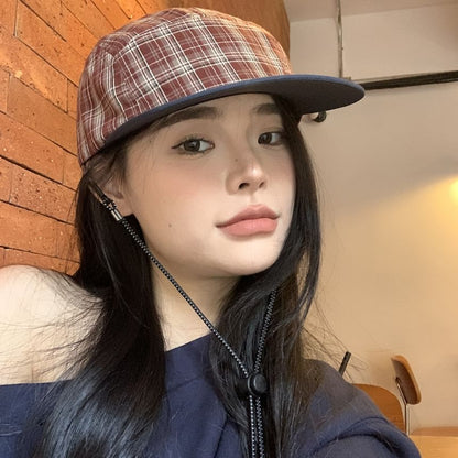 Plaid Drawstring Baseball Cap