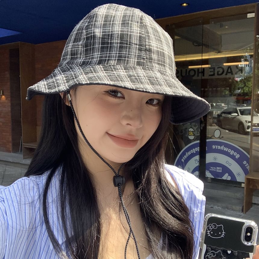 Plaid Applique Boonie Hat