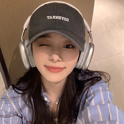 Lettering Embroidered Washed Baseball Cap