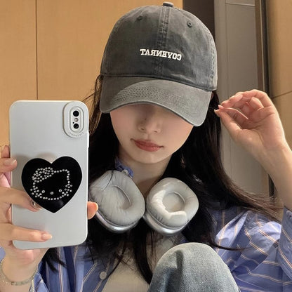 Lettering Embroidered Washed Baseball Cap