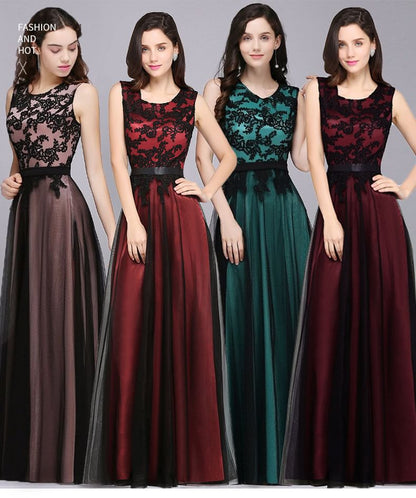 Sleeveless Crewneck Lace A-Line Evening Dress