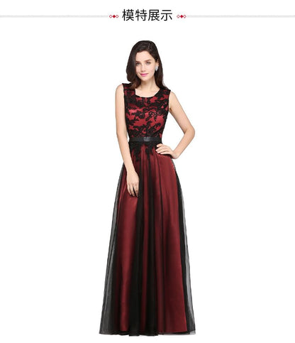 Sleeveless Crewneck Lace A-Line Evening Dress