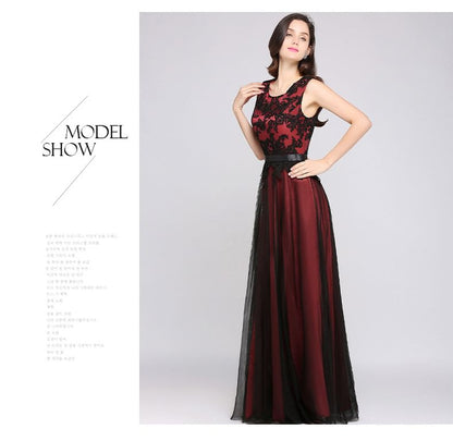 Sleeveless Crewneck Lace A-Line Evening Dress