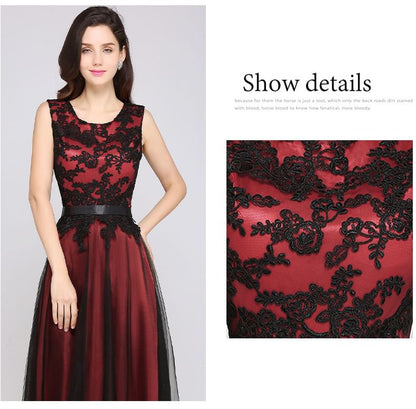 Sleeveless Crewneck Lace A-Line Evening Dress