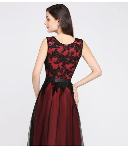 Sleeveless Crewneck Lace A-Line Evening Dress