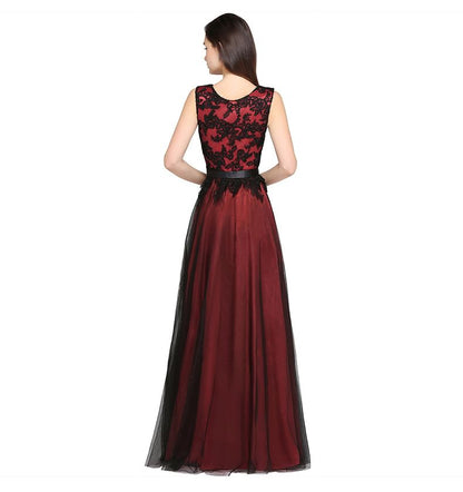 Sleeveless Crewneck Lace A-Line Evening Dress