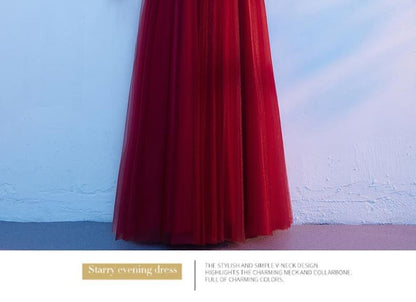 Gown Stand Tone A-Line Collar Short-Sleeve Two Evening