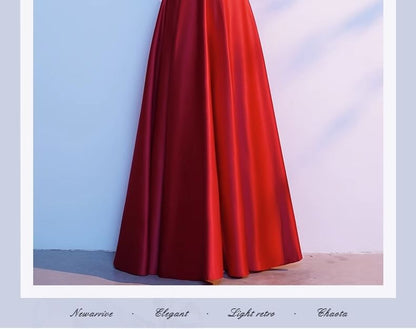 3/4-Sleeve V-Neck Embroidered A-Line Evening Gown