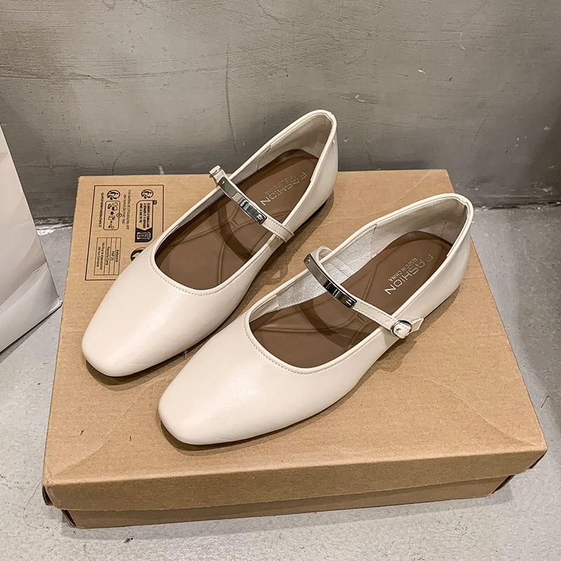 Metal Buckle Accent Mary Jane Shoes