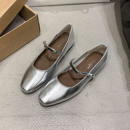 Metal Buckle Accent Mary Jane Shoes