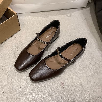 Metal Buckle Accent Mary Jane Shoes