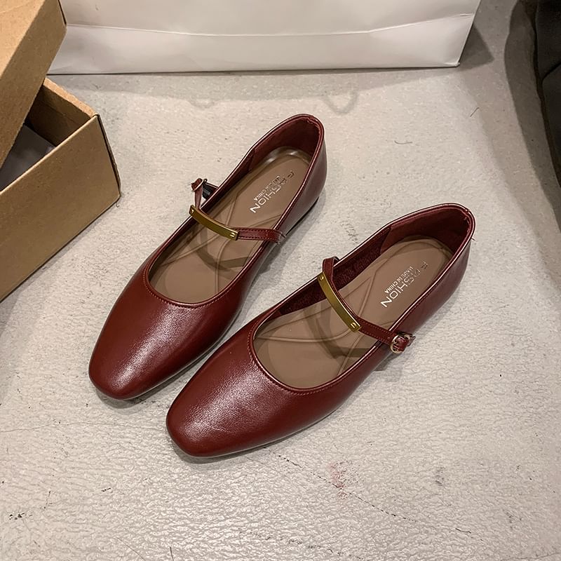 Metal Buckle Accent Mary Jane Shoes