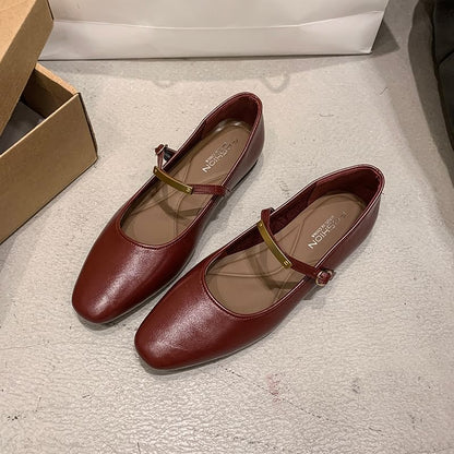 Metal Buckle Accent Mary Jane Shoes