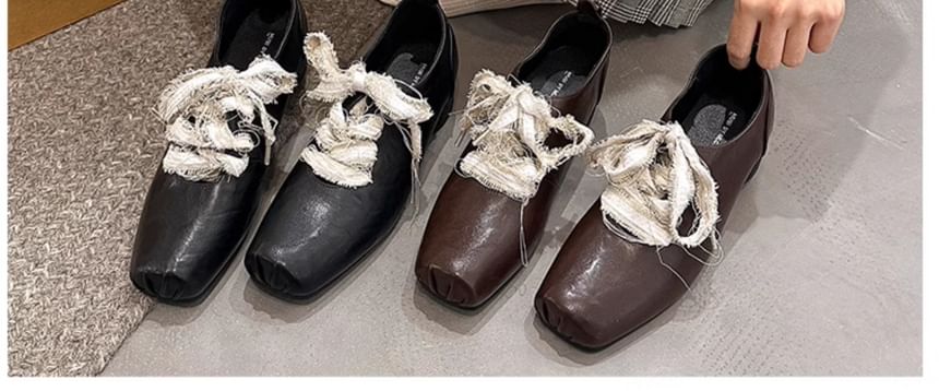 Block Heel Plain Lace-Ups