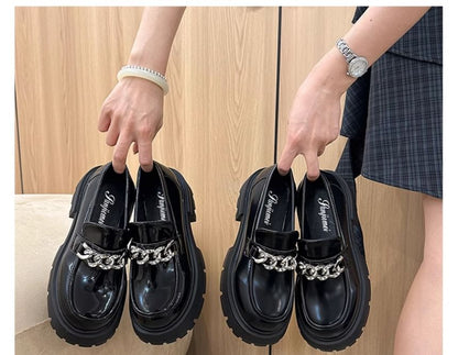Platform Plain Chain Accent Loafers