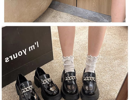 Platform Plain Chain Accent Loafers