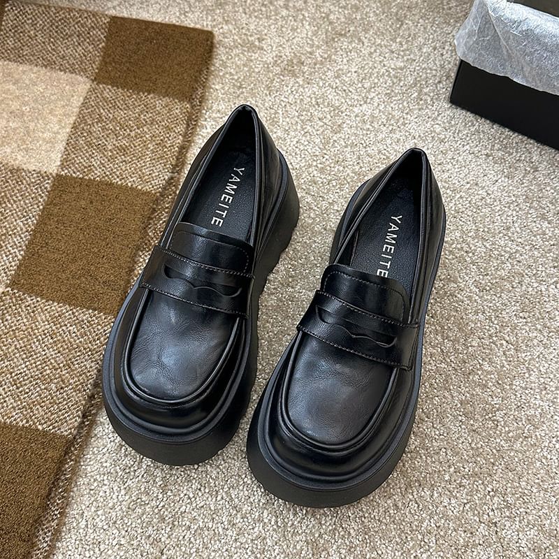 Platform Plain Penny Loafers