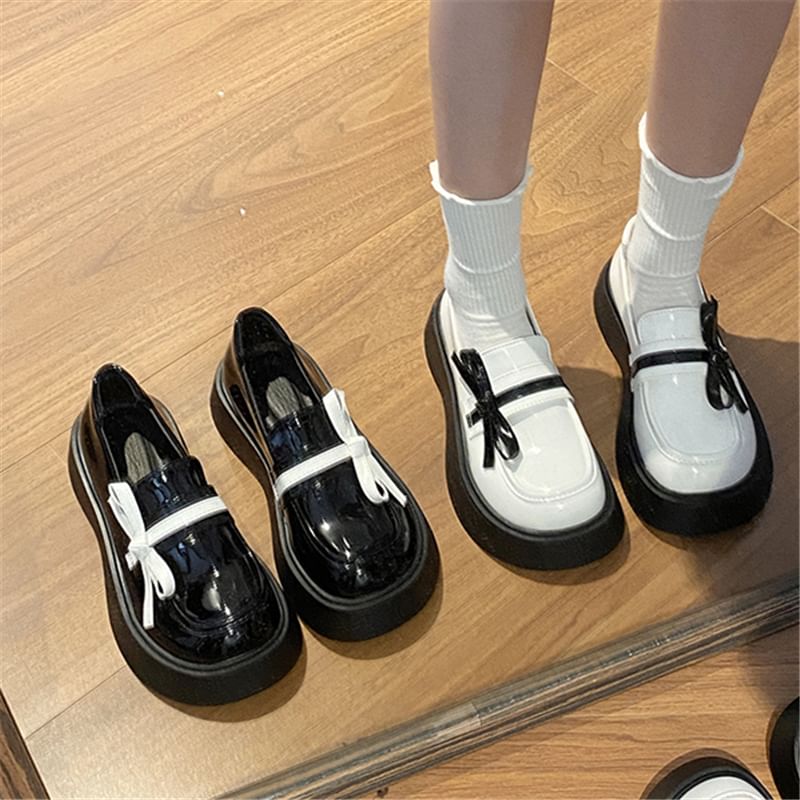Platform Bow Detail Loafers
