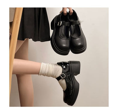 Platform Plain Mary Jane Shoes