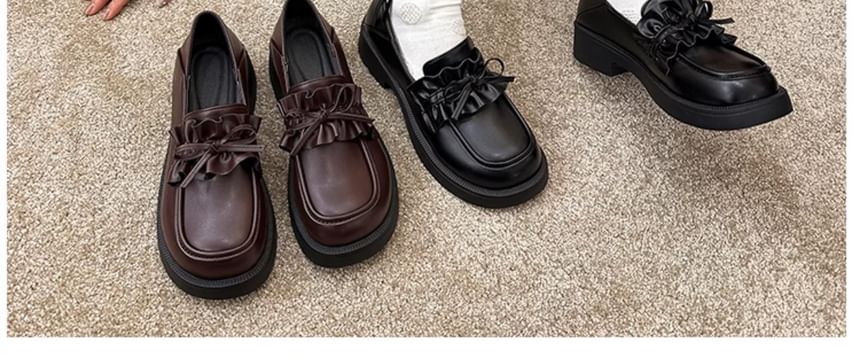 Platform Plain Ruffle Trim Loafers