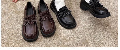Platform Plain Ruffle Trim Loafers