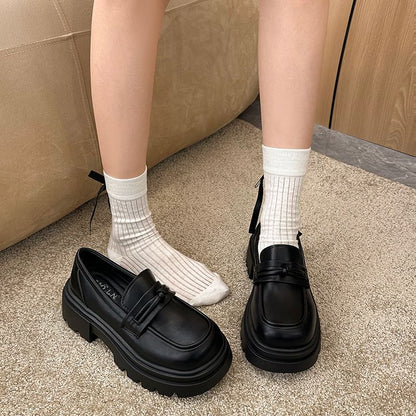 Platform Plain Knot Detail Loafers