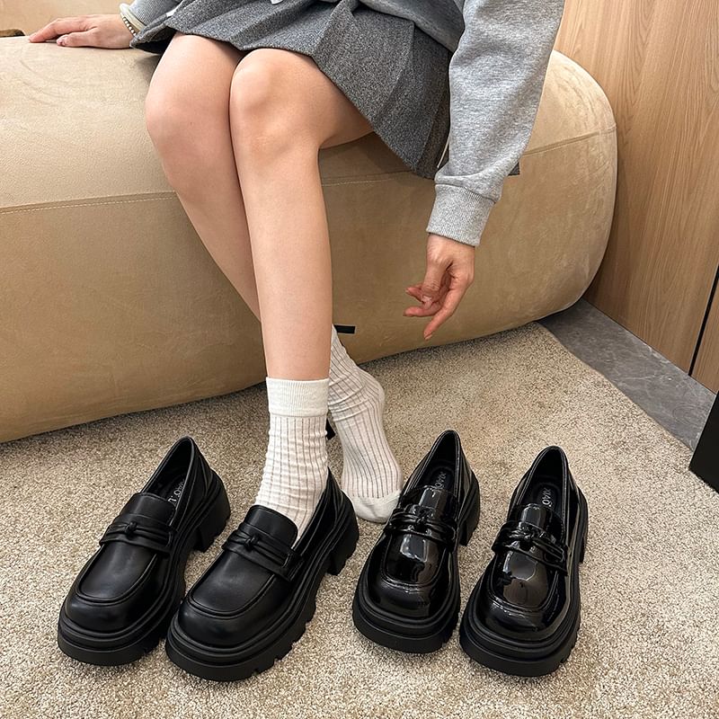 Platform Plain Knot Detail Loafers