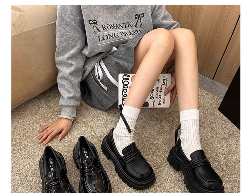 Platform Plain Knot Detail Loafers