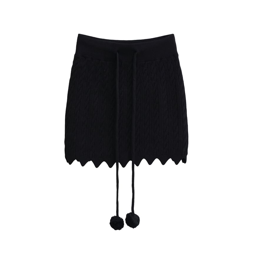 Cable-Knit High-Rise Pencil Mini Skirt