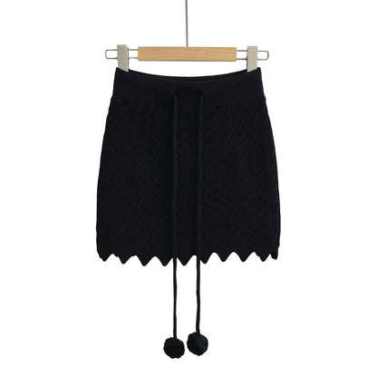Cable-Knit High-Rise Pencil Mini Skirt