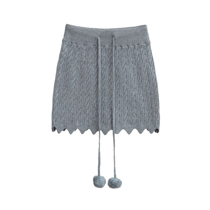 Cable-Knit High-Rise Pencil Mini Skirt