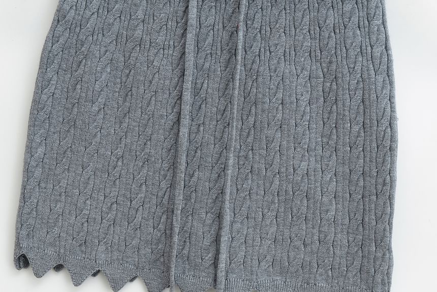 Cable-Knit High-Rise Pencil Mini Skirt