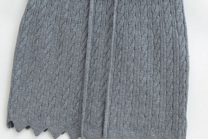 Cable-Knit High-Rise Pencil Mini Skirt