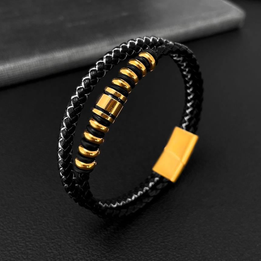 Woven Faux Leather Bracelet
