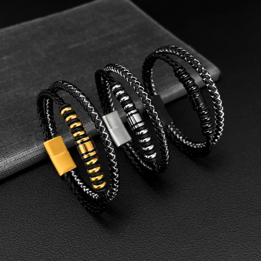 Woven Faux Leather Bracelet