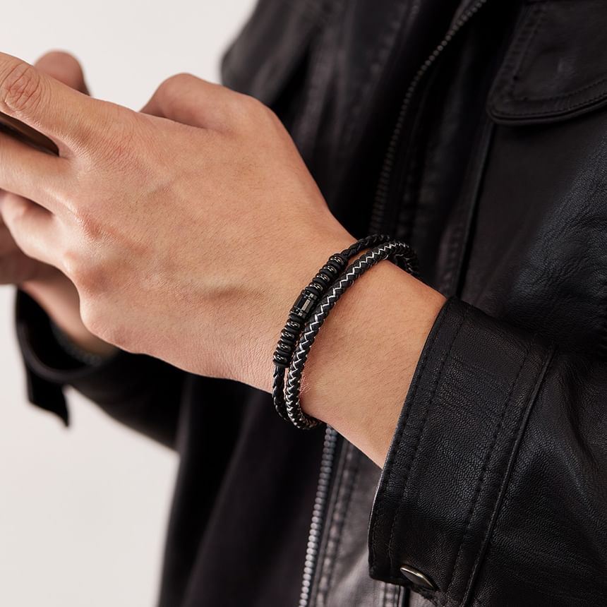 Woven Faux Leather Bracelet