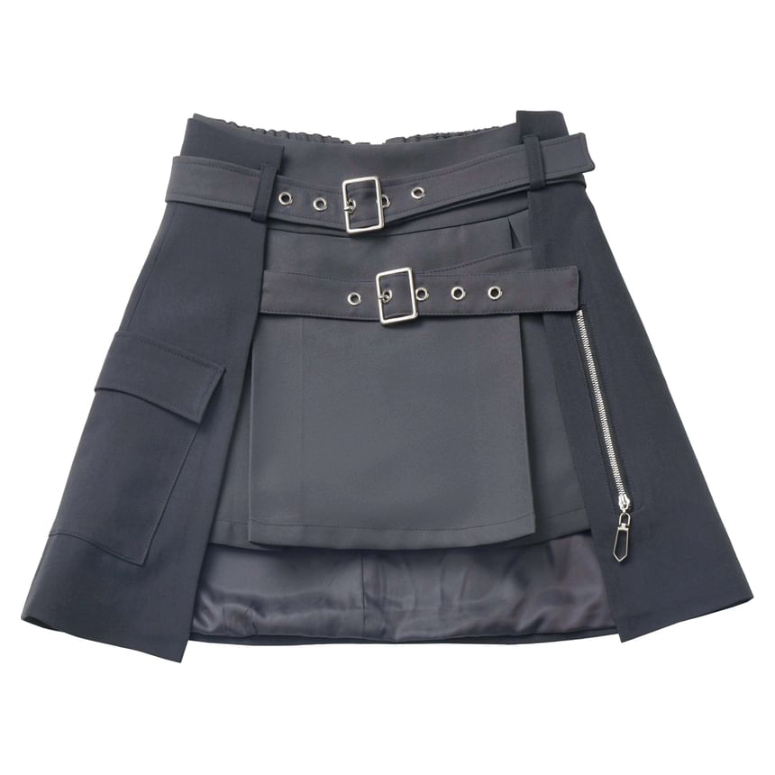 Asymmetric High-Rise Mini Flared Skirt